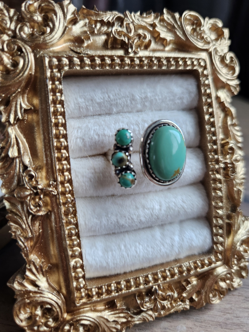 Sterling Silver Turquoise Oval Statement Ring - Green